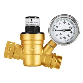 Beduan RV Water Pressure Regulator Valve, Brass Lead-Free adjustable Water Pressure Reducer Valve with Gauge and Inlet Screen Filters for RV Camper Travel Trailer