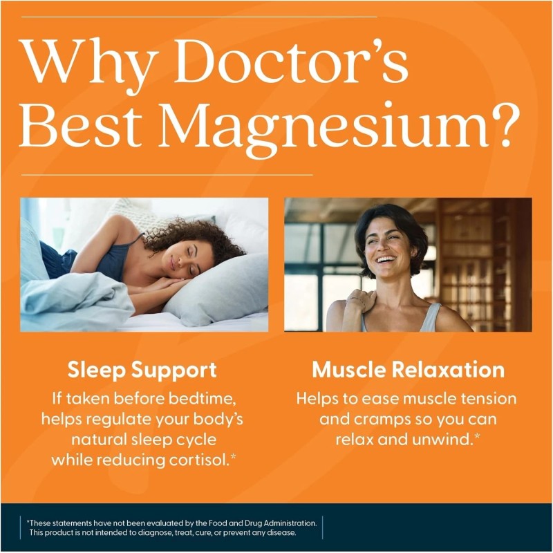 Doctor's Best Doctors BEST High Absorption Magnesium Lysinate Glycinate 100%Chelated