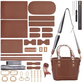 WADORN DIY PU Leather Shoulder Bag Making Kit, DIY Leather Shoulder Tote Bag Making Material Women Handicraft Crossbody Bag Making Tool Kit Handmade Craft Bag Making, Brown