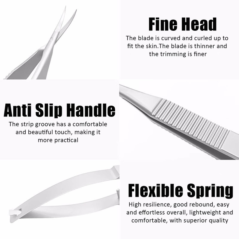 1 Piece Curved Iris Scissors, Mini Scissors with Spring Mechanism,