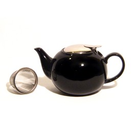 Mahamosa Teapot and Tea Gift Set - Black Ceramic Infuser Teapot (Tea Pot) and Black Tea Loose Leaf Sampler Gift Set Kit (incl. five 2 oz. specialty black teas)(Bundle - 6 items) Christmas, Holiday