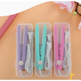 Paquete de 5 Mini planchas de cabello portátil, colores surtidos, ideal para realizar rizos pequeños.