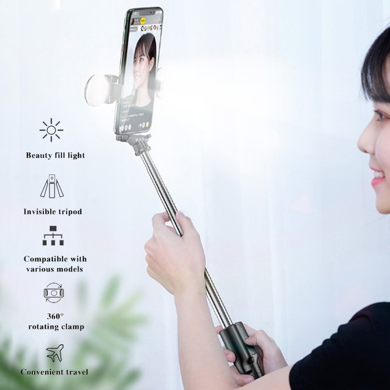 Selfie Stick Handheld MultiFunctional Foldable Live Tripod Portable Double Fill