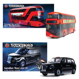 Airfix QUICKBUILD Model Vehicle Kit - New Routemaster Bus & London Taxi Building Kits for Kids 6+, Construction Toys for Boys & Girls, No Glue Model Making - Classic Vehicle Gifts Plastic Model Kits
