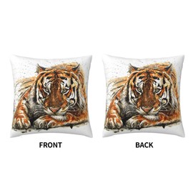Decorative Throw Pillow Cover 18x18 in Tiger Pillow Covers Animal Print Cushion Cover Modern Art Decor Square Pillowcase for Sofa Couch Bedroom Living Room