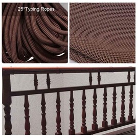 Child Proofing Banister Guard Net, Durable Baby Proofing Stairs Rail Safety Net, 10ft Lx3ft H Outdoor Balcony and Indoor Stair Railing Safety Mesh (Brown)