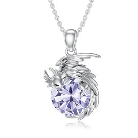 SLIACETE 925 Sterling Silver Dragon Necklace for Women Rose Quartz / Moonstone / Birthstone and Dragon Pendant Chain Silver Dragon Necklace Dragon Jewellery Gift for Dragon Lover, Sterling Silver,
