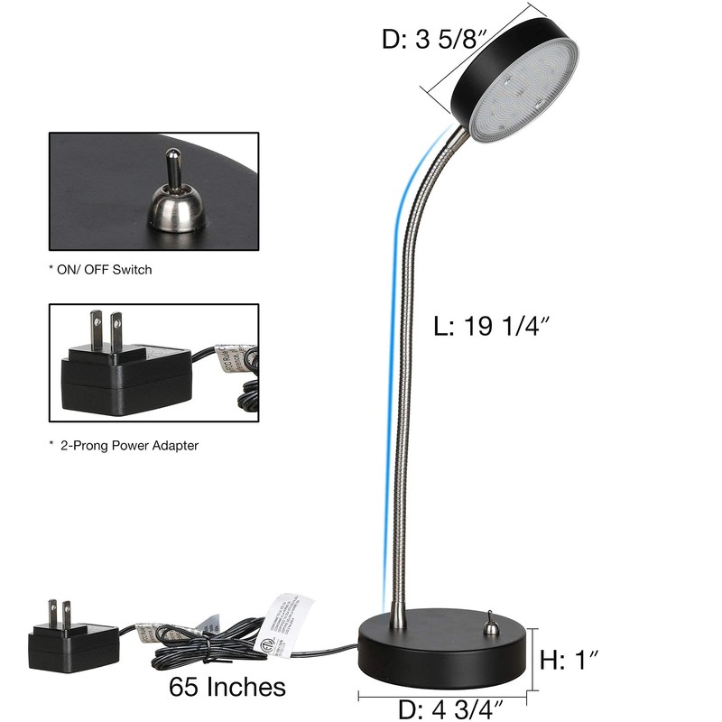 MingBright 19.25" Flexible Gooseneck LED Desk Lamp, Plun-in Table Light