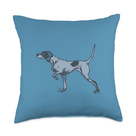 Art from the South Topical Design English Pointer English Pointer in Blue Throw Pillow, 18x18, Multicolor