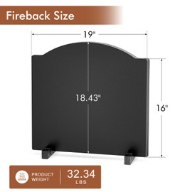 Zettfuly 19" Fireback for Fireplace - Iron Fireplace Back Plates with Feet | Fireplace Wall Protection, Black
