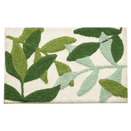 Huilimei Green Leaf Bathroom Rug Super Soft Fiber Absorbent Non-Slip Foot Mat Machine Washable Botanical Pattern Bath Mat for Bathtub,Sink,Bedroom