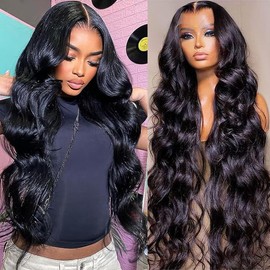 30 Inch Body Wave Lace Front Wigs Human Hair For Black Women 13×6 HD Transparent Lace Front Wig Natural Black Color 180% Density Pre Plucked With Baby Hair