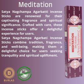 Satya Meditation Incense Sticks 3-Pack with Burlas Holder, 15g pack, Hand Rolled for Relaxation, Meditation, Yoga, Meomatherapy, Spa, Weddings, Healing and Positivity