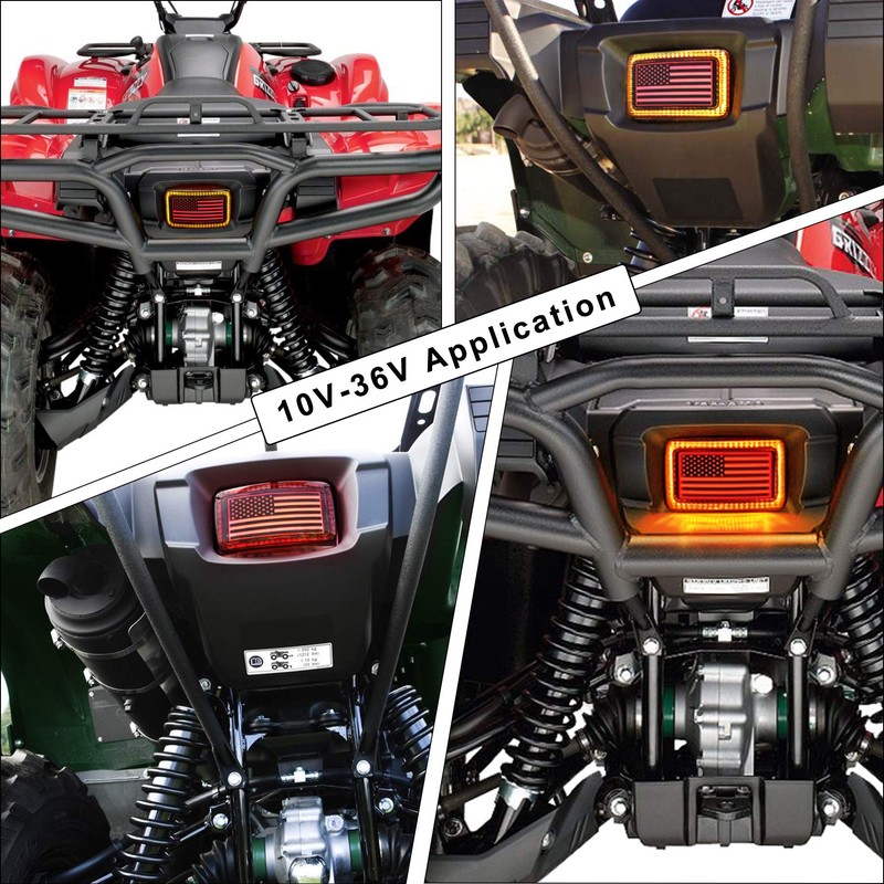 MOVOTOR ATV Tail Light with DRL US Flag Design Brake