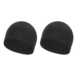 PATIKIL Helmet Liner Skull Cap for Men, 2 Pack Sweat Wicking Hats Stretchy Thermal Under Helmets Caps for Bicycle Motorcycle Cycling, Black