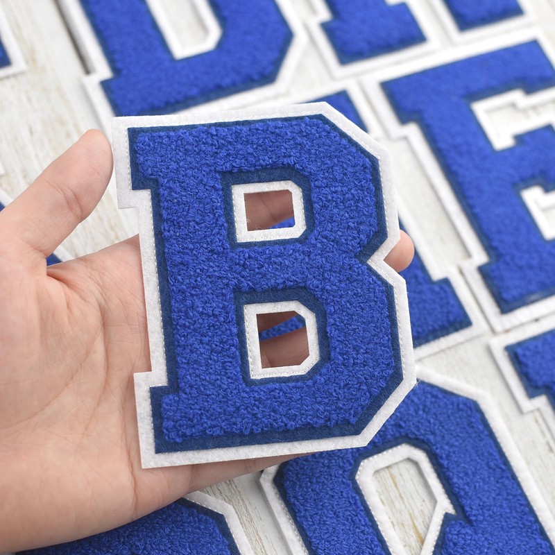 Single 4.5" Blue Chenille Varsity Letter Patch – Iron-On Applique