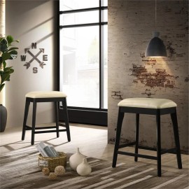 Carolina Classics Mirabelle 25" Wood Counter Stool in Cream (Set of 2)