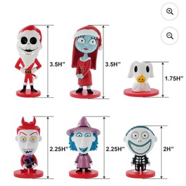 Ruz Dr. Seuss The Grinch & Disney's The Nightmare Before Christmas 6-Piece Vinyl Figurine Set, 4-6 Inch Height, Table Top Decor