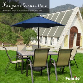 Funsite 7.5ft Patio Umbrella, UV Protect Market Table Umbrella with Heavy Duty Pole, Ventilate Design Outdoor Umbrella with Push Botton Tilt & Crank Ideal for Garden, Lawn, Deck, Yard&Pool, Navy Blue