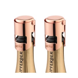 WOTOR Champagne Stoppers with Stainless Steel Champagne Bottle Stopper with Food Grade Silicone Reusable Champagne Cork, Saver Suitable for Champagne, Cava, Prosecco, Sparkling Wine (Rosegold, 2pack)
