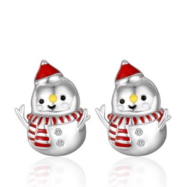 Christmas Stud Earrings, Silver Cubic Zirconia Christmas Tree Small Studs Earrings for Women│Santa Claus Snowman Xmas Stud Earrings for Girls│Christmas Gifts