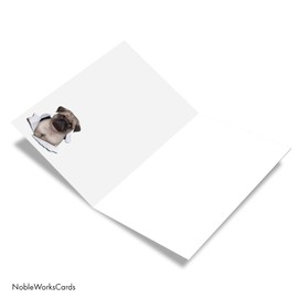 NobleWorks - 1 Hilarious All Occasions Blank Humor Greeting Card with 5 x 7 Inch Envelope - Funny Just Because Pet Dog Pug, Making a Mess for Men and Women (1 Card) - Dog Panicked C2233OCB