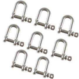 TOP-VIGOR 8Pcs 4mm D Ring Shackles, M4 Heavy Duty D Links Hook Shackle Clip Safety Shackle Lock 304 Stainless Steel Bow Lifting Shackle for Chains Wire Rope Lifting