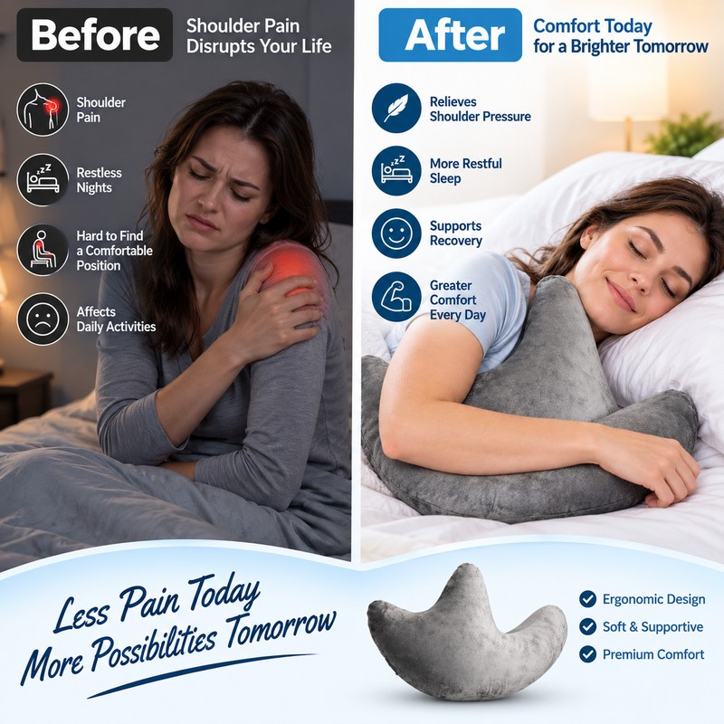 Rotator Cuff Shoulder Support Pillow for Side Sleeping – Ergonomic