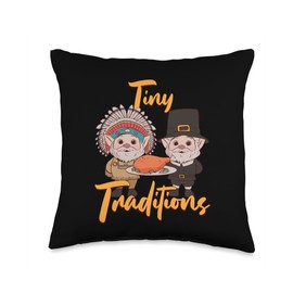 Native American Thanksgiving Gnome Pilgrim Fall Season Throw Pillow