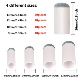 ABOAT 50 Pieces 4 Sizes Pool Cue Tips Slip-On Billiard Cue Tips Replacement, 9 mm, 10 mm, 12 mm, 13 mm