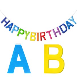 G2PLUS Non Woven Happy Birthday Banner, No-DIY Birthday Banner Rainbow, Pre-stitched Birthday Bunting, Reusable Happy Birthday Bunting, 2.8m Birthday Banners for Birthday Party Decorations
