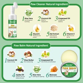 Pjordo Dog Paw Cleaner, No-Rinse Pet Paw Cleanser for Dogs Large Medium Small XL Breed, Dog Paw Balm for Repairs Dry Cracked Paws, Dog Paw Protector Kit for Pet Foot Washer Care
