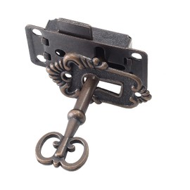 Jiozermi Antique Cabinet Lock, Flush Mount Case Box Lock, Furniture Decorative Lock with Key and Screws