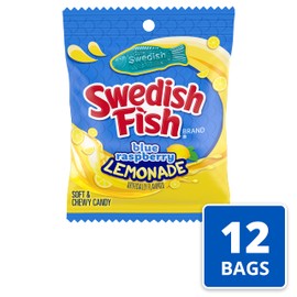 SWEDISH FISH Blue Raspberry Lemonade Soft & Chewy Candy, 12-3.59 oz Bags