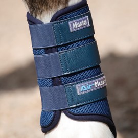 Masta Air-Flux Horse Brushing Boots - Training Neoprene Protective Wrap Boot for Horses with 3D AirMesh - Soft & Comfort Extremely Lightweight Legs Protectors - Set of 2 - Navy Blue, Size Cob