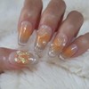 Youngrong Orange Fly Handmade Nail Tips - Short Oval /