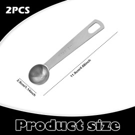 2 Pcs Stainless Steel Tablespoons,Short Handle Measuring Spoons for Tea, Coffee, Soup, Sugar (1/3 Tbsp, 5ml, 5cc, 1/6 Oz)