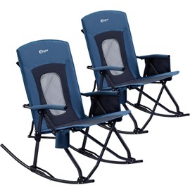Portal Oversized Folding Rocking Camping Chair Portable Outdoor Rocker with High Back Hard Armrests Carry Bag, Supports 400 LBs, 2-Pack