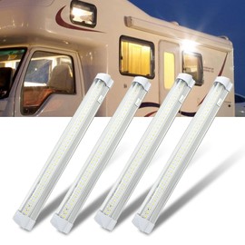WOWLED 4pcs 108 LED Interior Light Bar, 12V LED Interior Van Light Bar, 12V Universal Car Strip Light with ON/OFF Switch for Motorhome Camper, 12V Interior LED Light Bar for Car Van Bus Caravan Boat