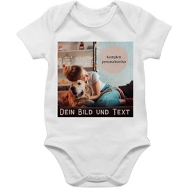 Geschenk mit Namen personalisiert by Shirtracer - Baby Bodysuit Boy Girl - Own - Photo Picture Gift I Your Picture and Text, 1 White