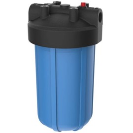 Pentair Pentek 150469 Big Blue Filter Housing, 3/4" NPT #10 Whole House Heavy Duty Water Filter Housing with High-Flow Polypropylene (HFPP) Cap and Pressure Relief Button, 10-Inch, Black/Blue