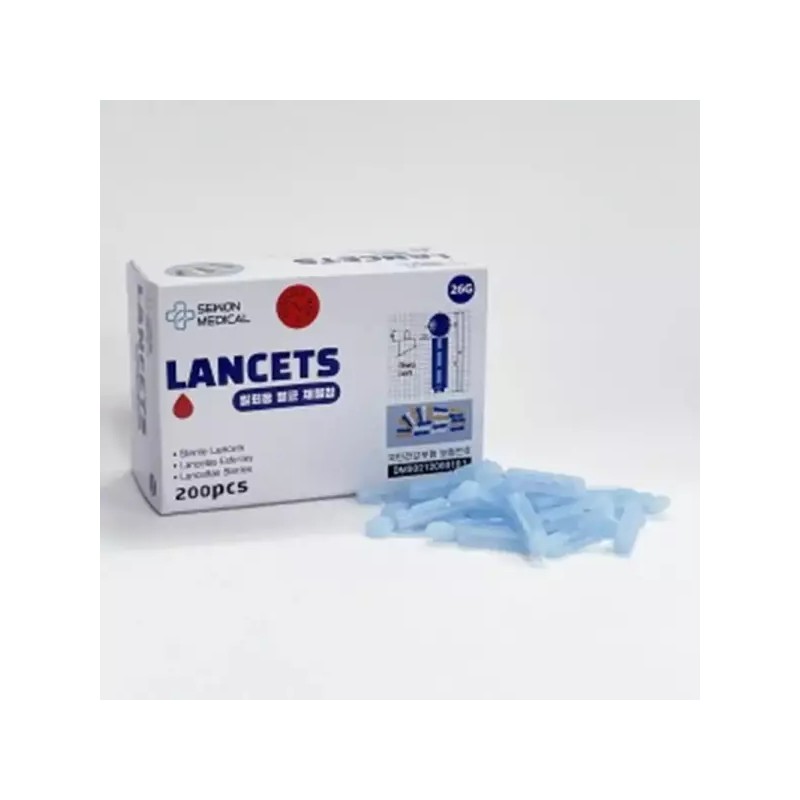Lancet 1+1 일회용 사혈침 26G 200개입 멸균 란셋 바늘 국산