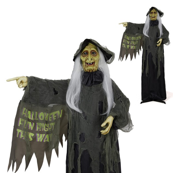 6 FT Animated Halloween Witch Decoration – Standing Guide with