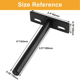 Cionyce 4 Pcs 4 Inch Floating Shelf Bracket Heavy Duty Blind Shelf Supports, Hidden Wall Brackets for Floating Wood Shelves, Black