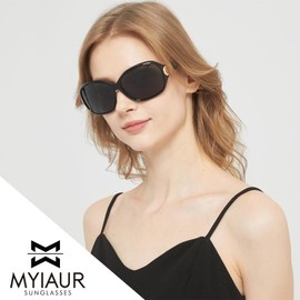 Myiaur Polarised Sunglasses for Women, Trendy Oversized Sun Glasses Fashion Ladies Shades Anti Glare UV400 Protection