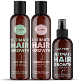 Moerie Shampoo Set 3-Piece - Shampoo Against Hair Loss, Conditioner & Hair Growth Serum - Natural Hair Growth Accelerate - Vegan Hair Growth Agent Women & Men - 77 Minerals & Caffeine