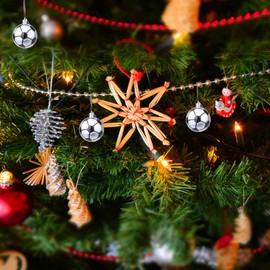 TOYANDONA Pack of 6 Christmas Tree Decorations Christmas Baubles Football Tree Decoration Christmas Tree Baubles Plastic Christmas Hanging Ornament Sport Theme Christmas Decoration for Sports Lovers