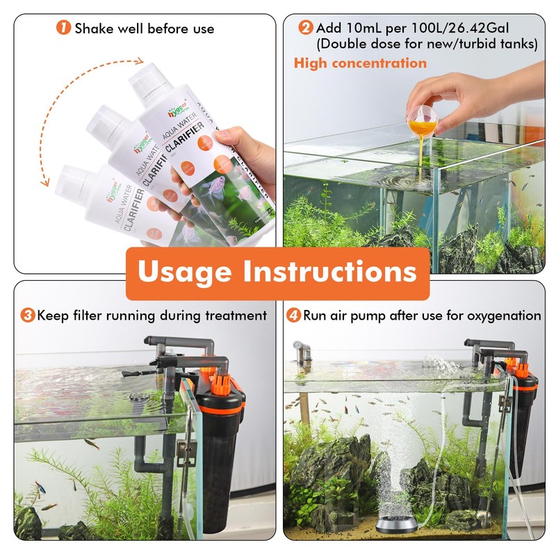 hygger Aquarium Water Clarifier, Water Clarifier for Fish Tank, Clears