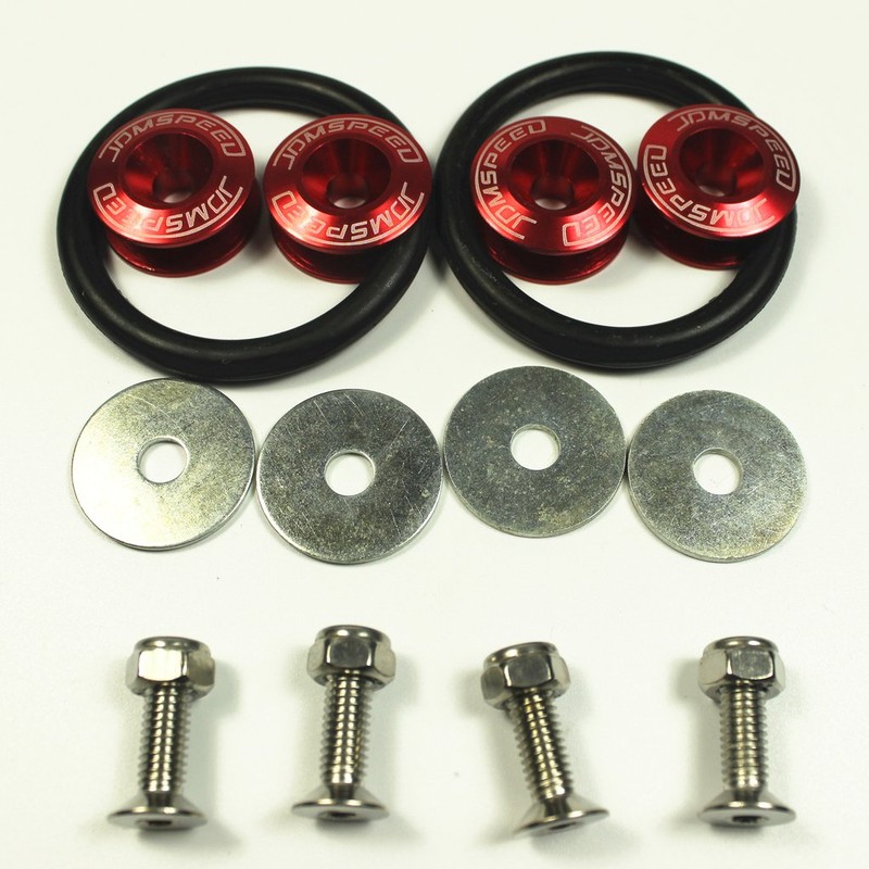 JDMSPEED Red Universal CNC Billet Bumper Trunk Quick Release Fastener