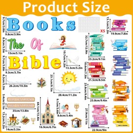 gisgfim Books of The Bible Bulletin Board Decorations Set Back to School Classroom Religious Paper Cutouts Colorful Christian Jesus Bulletin Board Decor for Sunday School Nursery VBS Chalkboard Wall